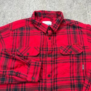 Georgia Bulldogs Columbia Flare Gun Flannel Shirt Men XL Red Black Plaid